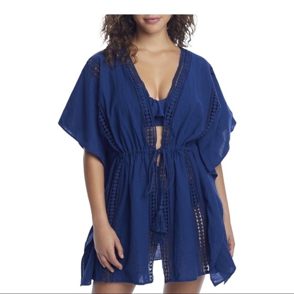 bleu Rod Beattie Womens India Bazaar Woven Cotton Cover-Up - Picture 1 of 11